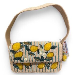 Lemon Beaded Shoulder Bag NWT